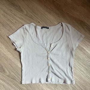 Brandy Melville Blue Button Up Crop Top- Gently Worm
